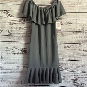 LuLaRoe Gray Cici Off-Shoulder Sheath Dress